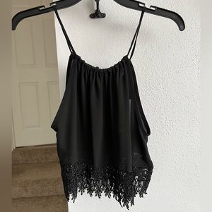UO black lace top XS NWT